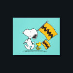 Erdnüsse | Snoopy- und Holzflaggen Leinwanddruck<br><div class="desc">Karo dieses lustige Design aus Erdnüssen mit Snoopy und Woodstock.</div>