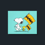 Erdnüsse | Snoopy- und Holzflaggen Leinwanddruck<br><div class="desc">Karo dieses lustige Design aus Erdnüssen mit Snoopy und Woodstock.</div>