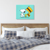 Erdnüsse | Snoopy- und Holzflaggen Leinwanddruck (Insitu (Schlafzimmer))