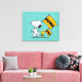 Erdnüsse | Snoopy- und Holzflaggen Leinwanddruck (Insitu (Wohnzimmer))