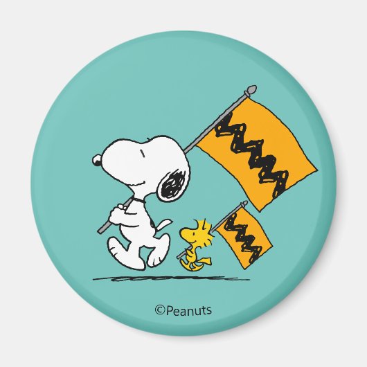 Erdnüsse | Snoopy- und Holzflaggen Magnet (Vorne)