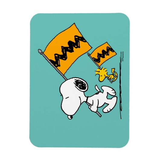 Erdnüsse | Snoopy- und Holzflaggen Magnet (Vertikal)
