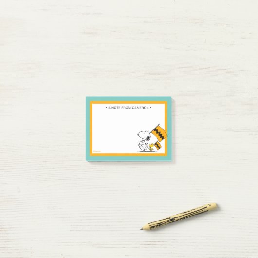 Erdnüsse | Snoopy- und Holzflaggen Post-it Klebezettel (Auf Schreibtisch)