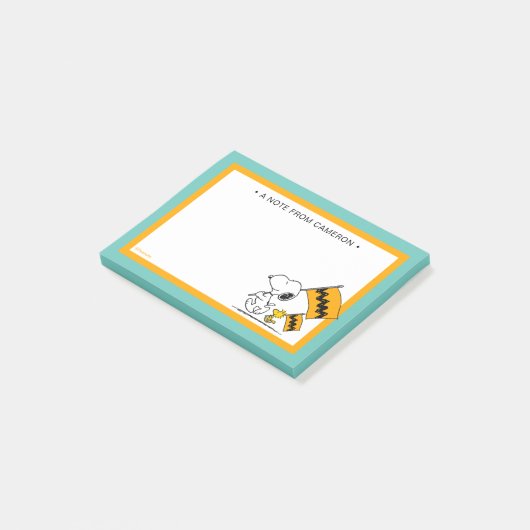 Erdnüsse | Snoopy- und Holzflaggen Post-it Klebezettel (angewinkelt)