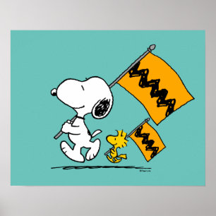 Erdnüsse   Snoopy- und Holzflaggen Poster