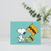 Erdnüsse | Snoopy- und Holzflaggen Postkarte (Stehend Vorderseite)