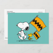 Erdnüsse | Snoopy- und Holzflaggen Postkarte (Vorne/Hinten)