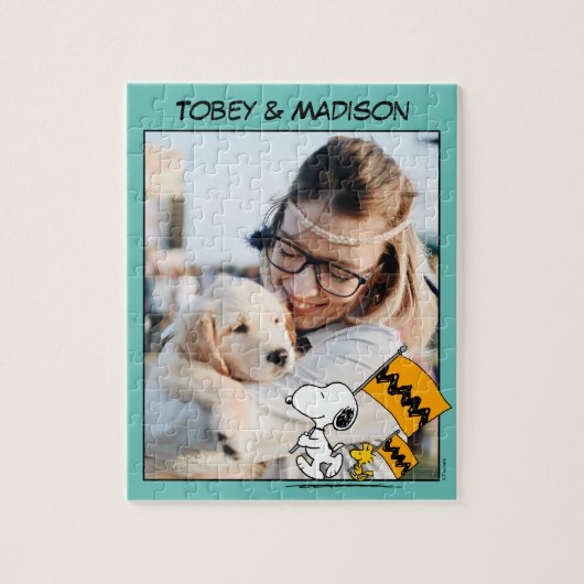 Erdnüsse | Snoopy- und Holzflaggen Puzzle (Vertikal)