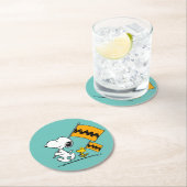 Erdnüsse | Snoopy- und Holzflaggen Runder Pappuntersetzer (Vor Ort)