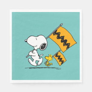 Erdnüsse   Snoopy- und Holzflaggen Serviette