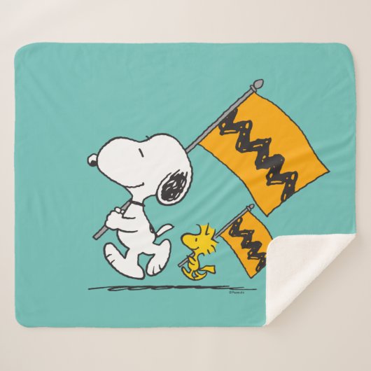 Erdnüsse | Snoopy- und Holzflaggen Sherpadecke (Vorderseite (Horizontal))