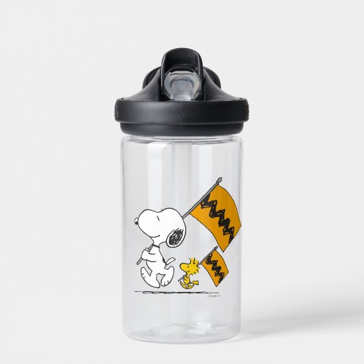 Erdnüsse | Snoopy- und Holzflaggen Trinkflasche (Vorne)
