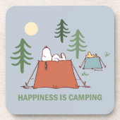 Erdnüsse | Snoopy und Holzpitching-Zelte Getränkeuntersetzer (Vorderseite)