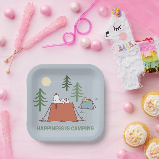 Erdnüsse | Snoopy und Holzpitching-Zelte Pappteller (Party)