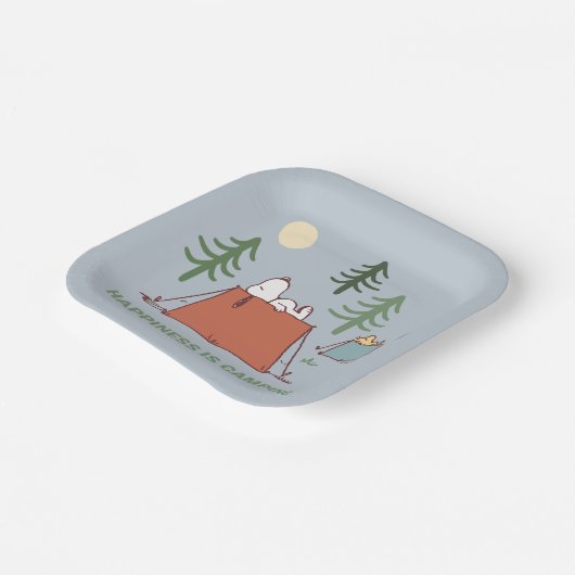 Erdnüsse | Snoopy und Holzpitching-Zelte Pappteller (Gewinkelt)