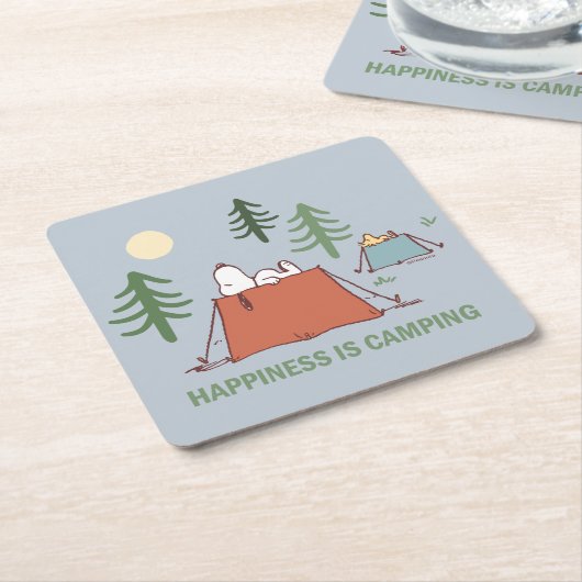 Erdnüsse | Snoopy und Holzpitching-Zelte Rechteckiger Pappuntersetzer (angewinkelt)