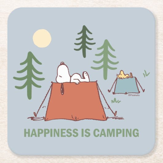 Erdnüsse | Snoopy und Holzpitching-Zelte Rechteckiger Pappuntersetzer (Vorderseite)