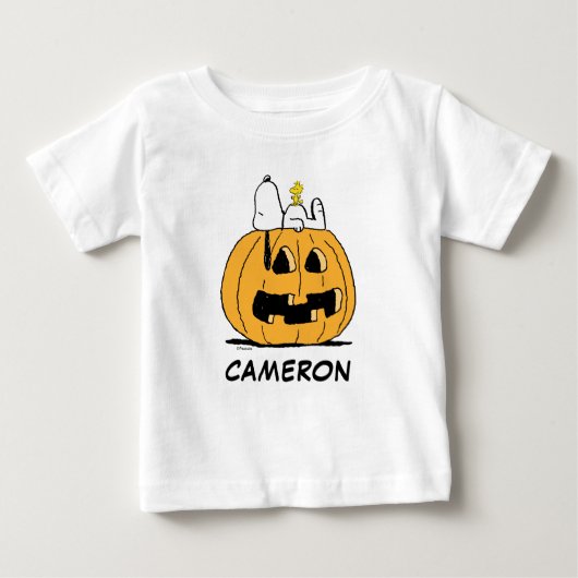 Erdnüsse | Snoopy und Jack-O-Lantern aus Holz Baby T-shirt (Vorderseite)
