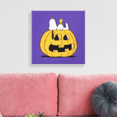Erdnüsse | Snoopy und Jack-O-Lantern aus Holz Leinwanddruck (Insitu (Wohnzimmer))