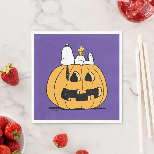 Erdnüsse | Snoopy und Jack-O-Lantern aus Holz Serviette (Beispiel)