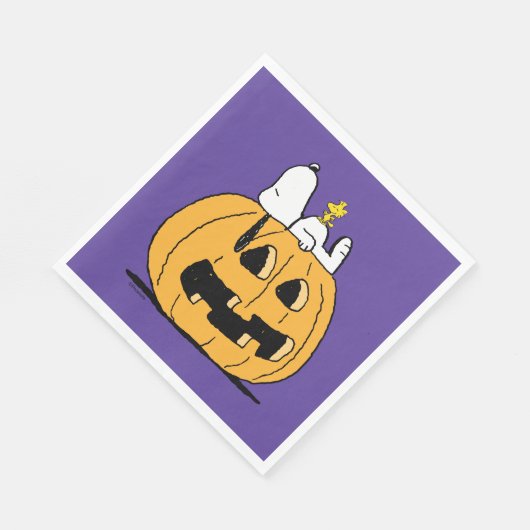 Erdnüsse | Snoopy und Jack-O-Lantern aus Holz Serviette (Ecke)