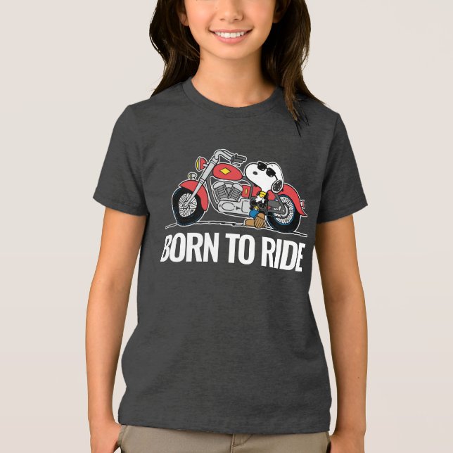 Erdnüsse | Snoopy und sein Motorrad Tri-Blend Shirt (Vorderseite)