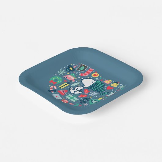 Erdnüsse | Snoopy Urlaub Glück Herz Pappteller (Gewinkelt)