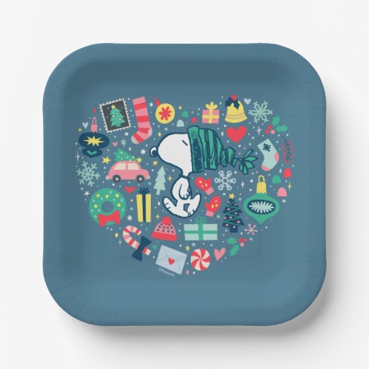 Erdnüsse | Snoopy Urlaub Glück Herz Pappteller (Vorderseite)