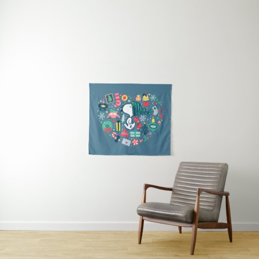 Erdnüsse | Snoopy Urlaub Glück Herz Wandteppich (Beispiel (Horizontal))