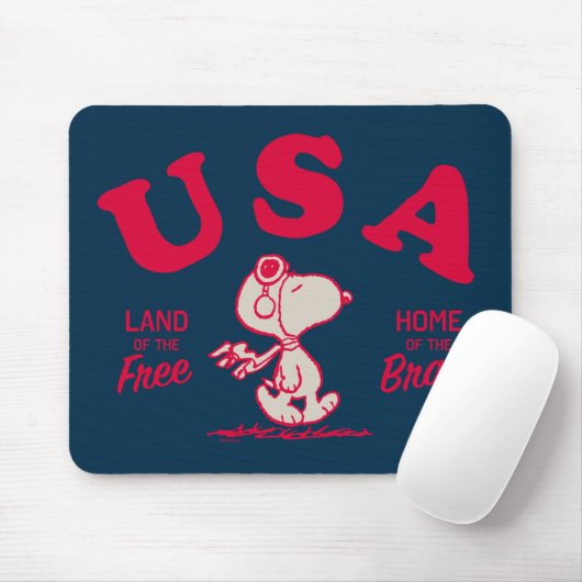 Erdnüsse | Snoopy USA Land of the Free Mousepad (Mit Mouse)