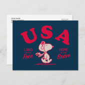 Erdnüsse | Snoopy USA Land of the Free Postkarte (Vorne/Hinten)