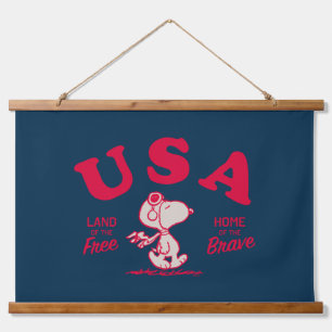 Erdnüsse Snoopy USA Land of the Free Wandteppich Mit Holzrahmen