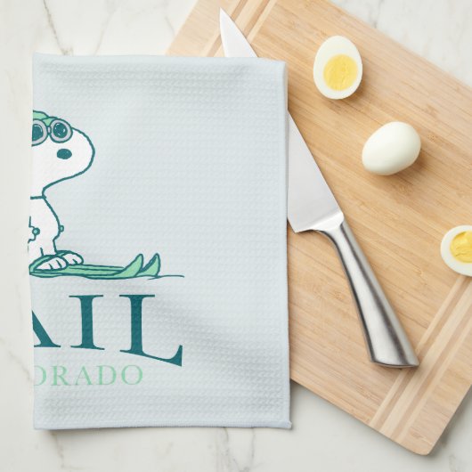 Erdnüsse | Snoopy Vail Colorado Geschirrtuch (Viertel Falte)