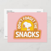 Erdnüsse | Snoopy Vergessen Sie nicht die Snacks Postkarte (Vorne/Hinten)