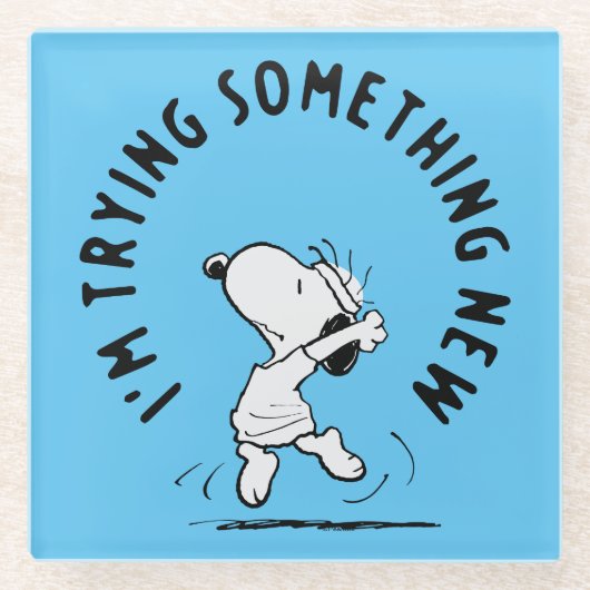 Erdnüsse | Snoopy versucht etwas Neues Glasuntersetzer (Vorderseite)