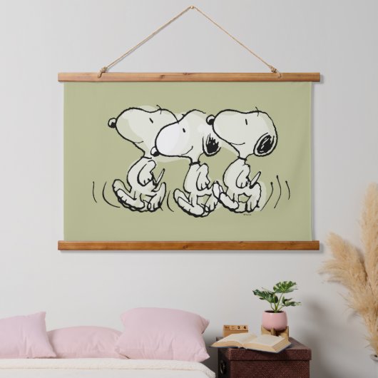 Erdnüsse | Snoopy Walking Tall Wandteppich Mit Holzrahmen (Schlafzimmer)