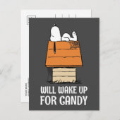 Erdnüsse | Snoopy Wecke auf Süßigkeiten Postkarte (Vorne/Hinten)