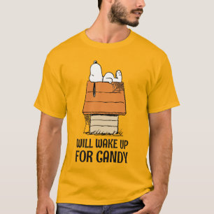 Erdnüsse   Snoopy Wecke auf Süßigkeiten T-Shirt