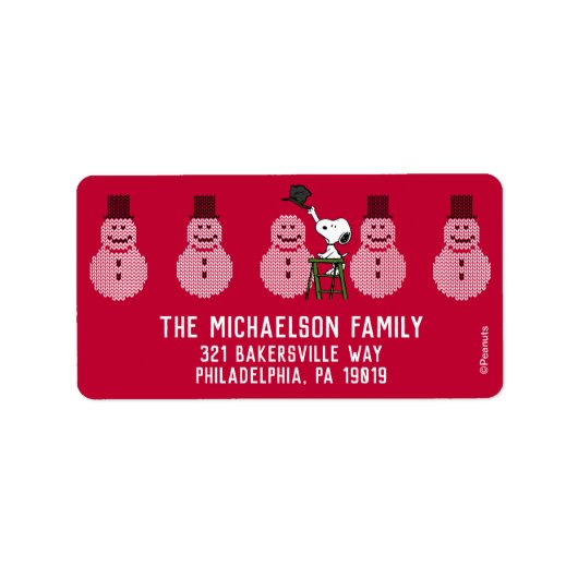 Erdnüsse | Snoopy Weihnachten Pullover Snowman Adressaufkleber (Vorne)