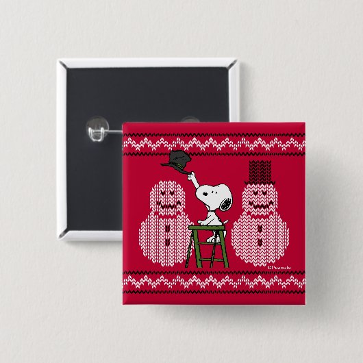 Erdnüsse | Snoopy Weihnachten Pullover Snowman Button (Vorne & Hinten)