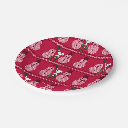 Erdnüsse | Snoopy Weihnachten Pullover Snowman Pappteller (Schrägansicht)