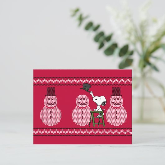 Erdnüsse | Snoopy Weihnachten Pullover Snowman Postkarte (Stehend Vorderseite)