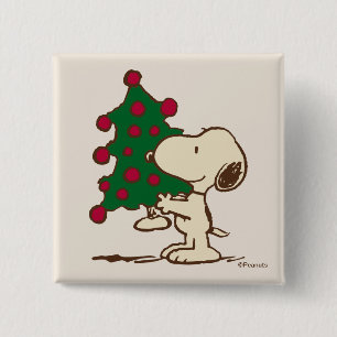 Erdnüsse   Snoopy Weihnachtsbaum Button