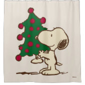 Erdnüsse | Snoopy Weihnachtsbaum Duschvorhang (Vorderseite)