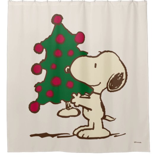 Erdnüsse | Snoopy Weihnachtsbaum Duschvorhang (Vorderseite)