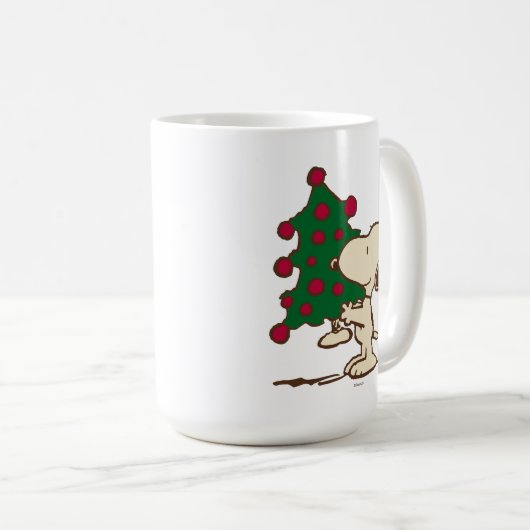 Erdnüsse | Snoopy Weihnachtsbaum Kaffeetasse (VorderseiteRechts)