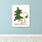Erdnüsse | Snoopy Weihnachtsbaum Leinwanddruck (Insitu (Holzboden))