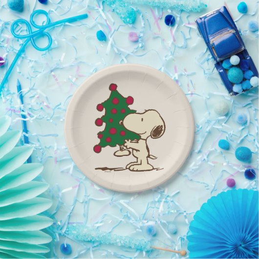 Erdnüsse | Snoopy Weihnachtsbaum Pappteller (Party)