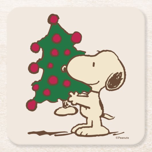 Erdnüsse | Snoopy Weihnachtsbaum Rechteckiger Pappuntersetzer (Vorderseite)