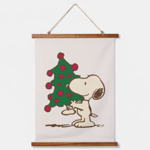 Erdnüsse Snoopy Weihnachtsbaum Wandteppich Mit Holzrahmen